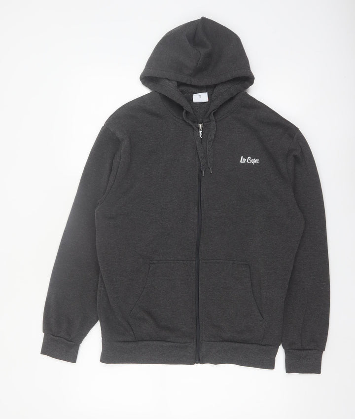 Lee Cooper Men's Grey Full Zip Hoodie Size L Polyester Fleece