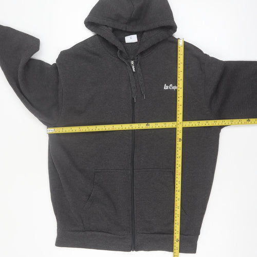 Lee Cooper Men's Grey Full Zip Hoodie Size L Polyester Fleece