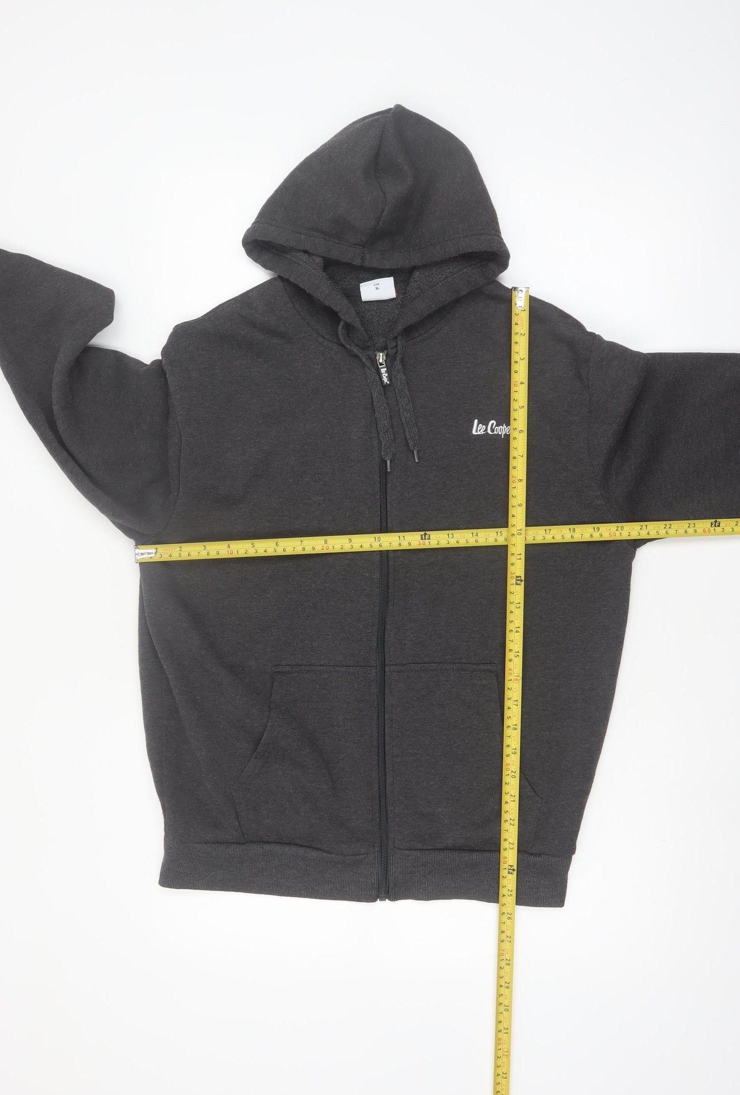Lee Cooper Men's Grey Full Zip Hoodie Size L Polyester Fleece