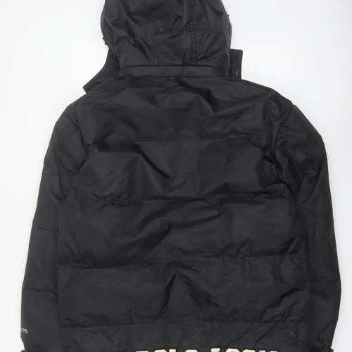 U.S. Polo Assn. Men's Black M Puffer Jacket Hooded Polyester Winter Coat