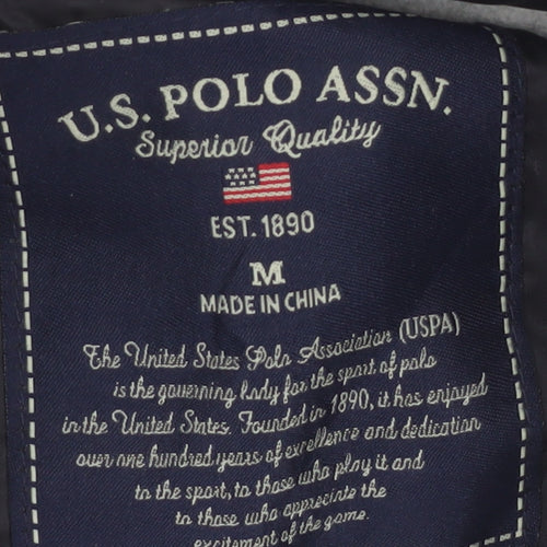 U.S. Polo Assn. Men's Black M Puffer Jacket Hooded Polyester Winter Coat