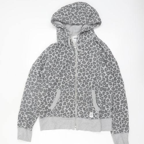 Converse Womens Grey Leopard Print Full Zip Hoodie Size M