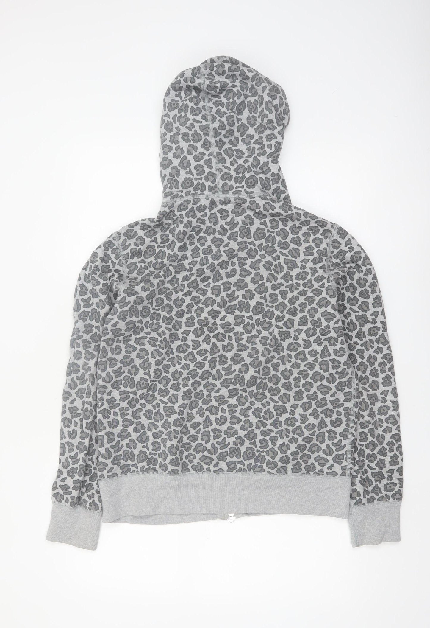 Converse Womens Grey Leopard Print Full Zip Hoodie Size M