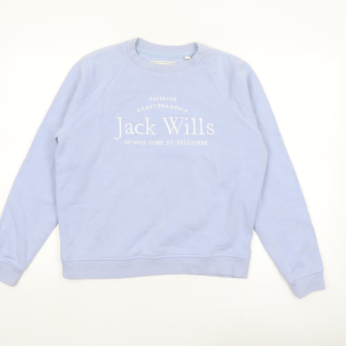 Jack Wills Women Blue Crew Neck Cotton Blend Sweatshirt UK 10