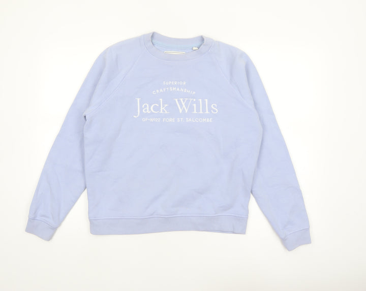 Jack Wills Women Blue Crew Neck Cotton Blend Sweatshirt UK 10
