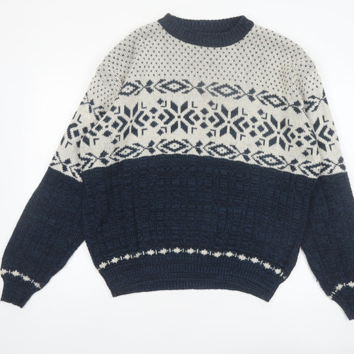 Hardwood & Pine Men's Blue Fair Isle Knit XL Pullover Jumper