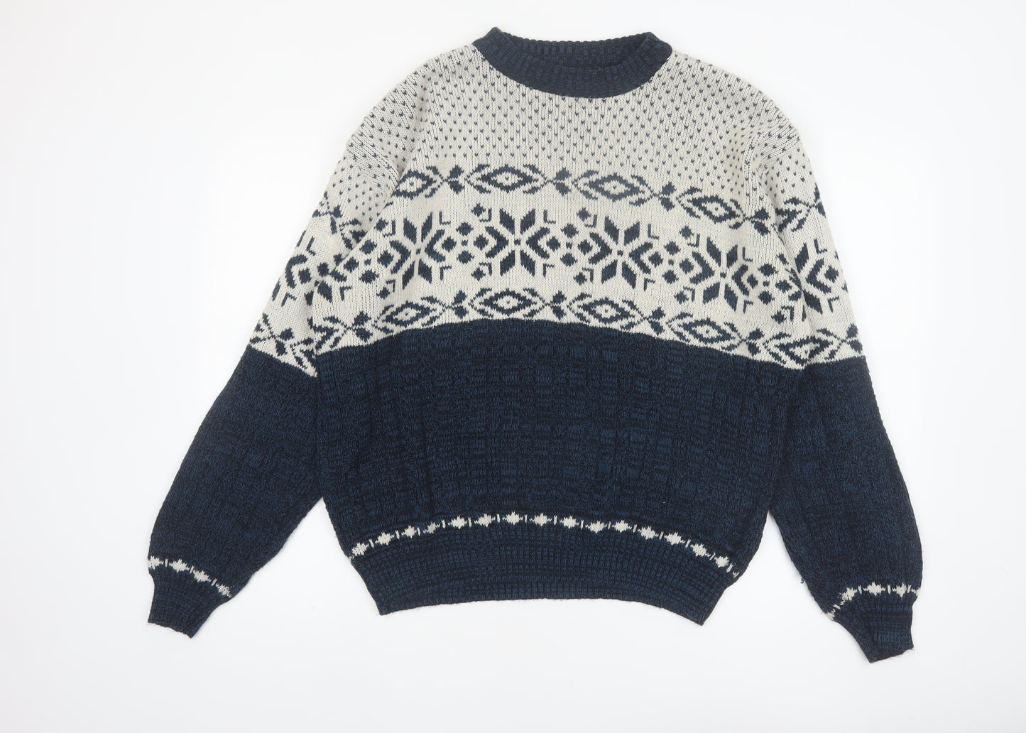 Hardwood & Pine Men's Blue Fair Isle Knit XL Pullover Jumper