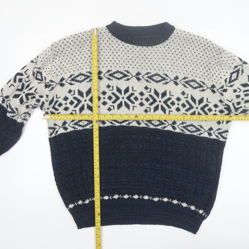 Hardwood & Pine Men's Blue Fair Isle Knit XL Pullover Jumper