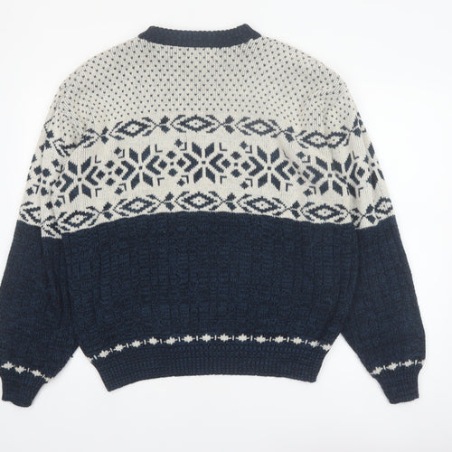 Hardwood & Pine Men's Blue Fair Isle Knit XL Pullover Jumper