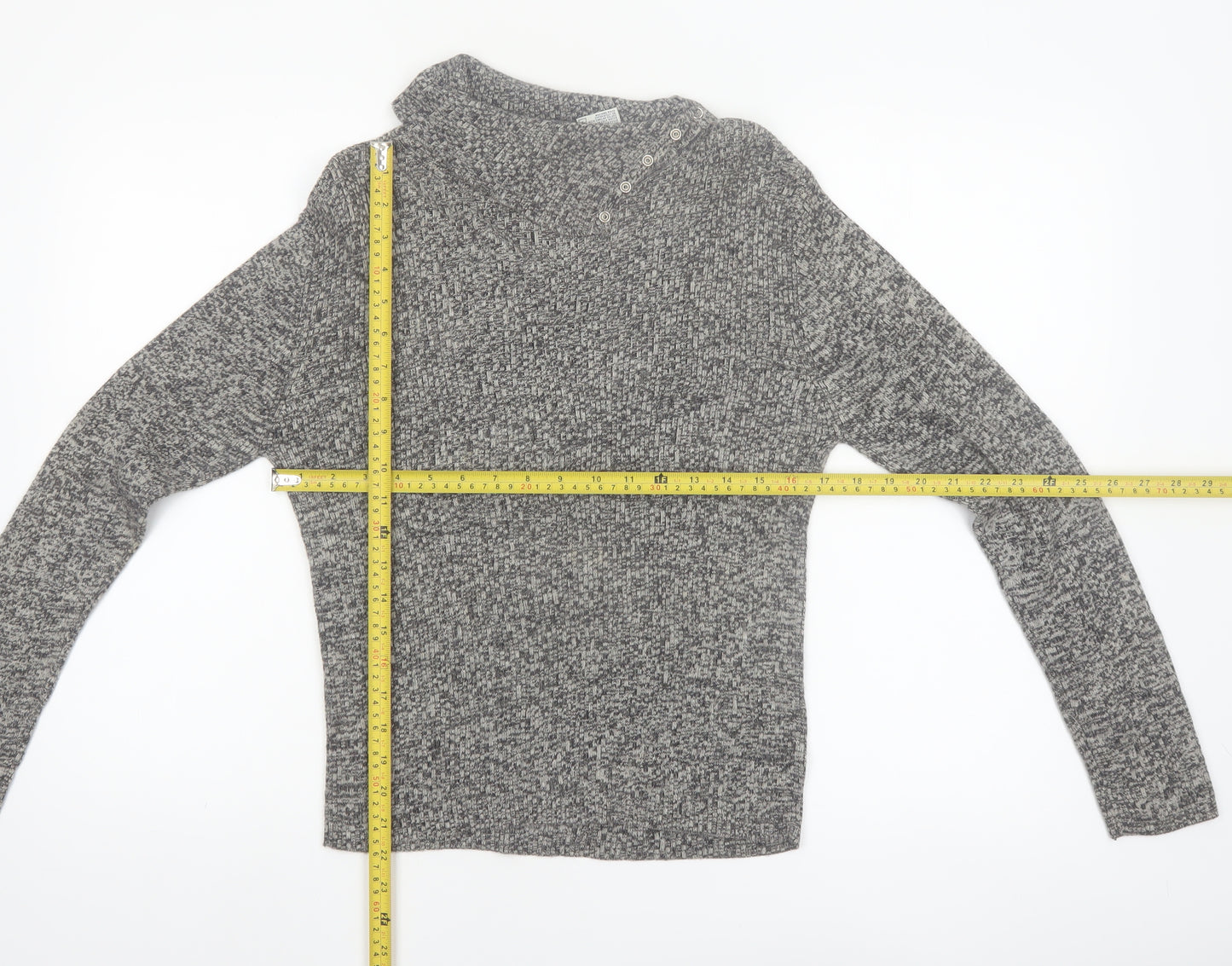 Faded Glory Womens Grey High Neck Knit Pullover Jumper Size L