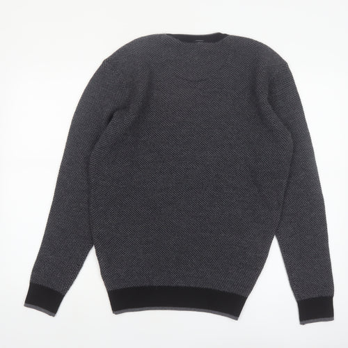 Bugatchi Uomo Mens Grey Merino Wool V-Neck Jumper Size L