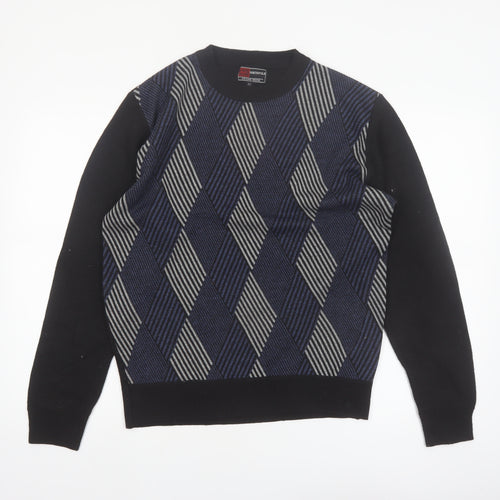 Northpole Men’s Black Argyle Knit Pullover Jumper Size M