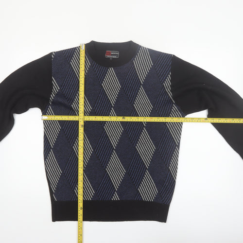 Northpole Men’s Black Argyle Knit Pullover Jumper Size M