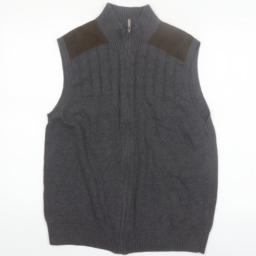 Alex Cannon Men's Grey Cotton Sleeveless Full Zip Vest Jumper L
