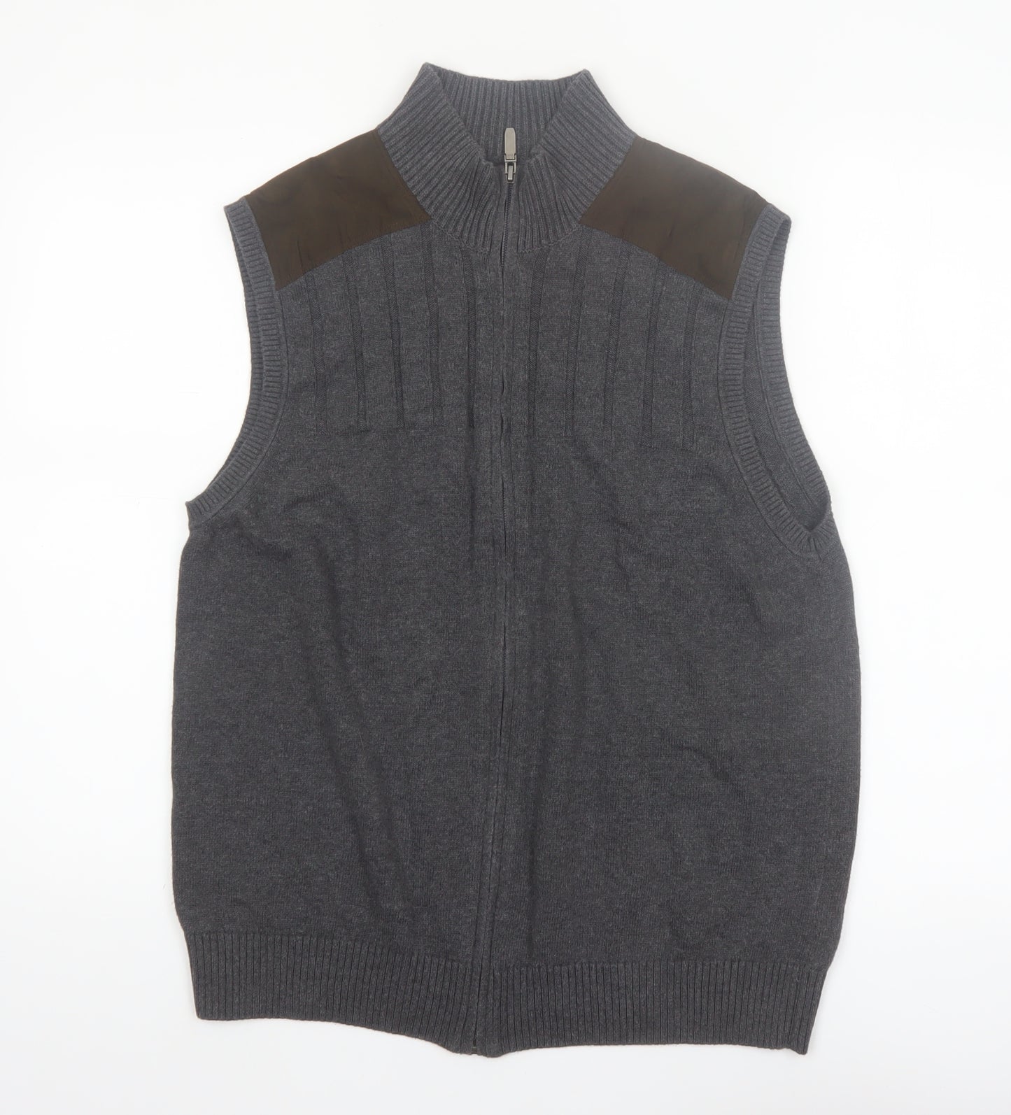 Alex Cannon Men's Grey Cotton Sleeveless Full Zip Vest Jumper L