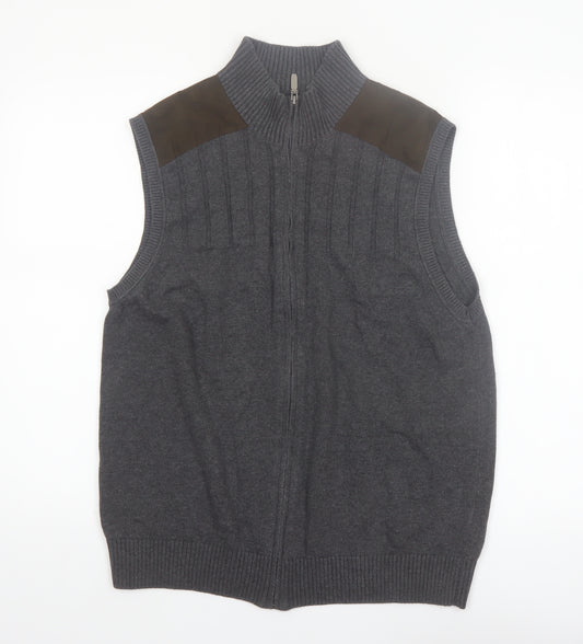 Alex Cannon Men's Grey Cotton Sleeveless Full Zip Vest Jumper L