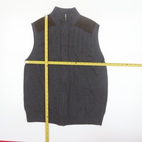 Alex Cannon Men's Grey Cotton Sleeveless Full Zip Vest Jumper L