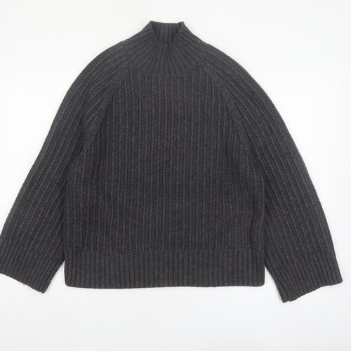 Next Women's Grey Chunky Knit Mock Neck Jumper Size S