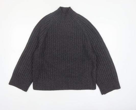 Next Women's Grey Chunky Knit Mock Neck Jumper Size S
