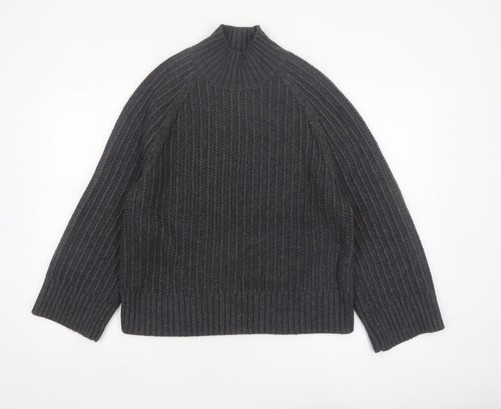Next Women's Grey Chunky Knit Mock Neck Jumper Size S