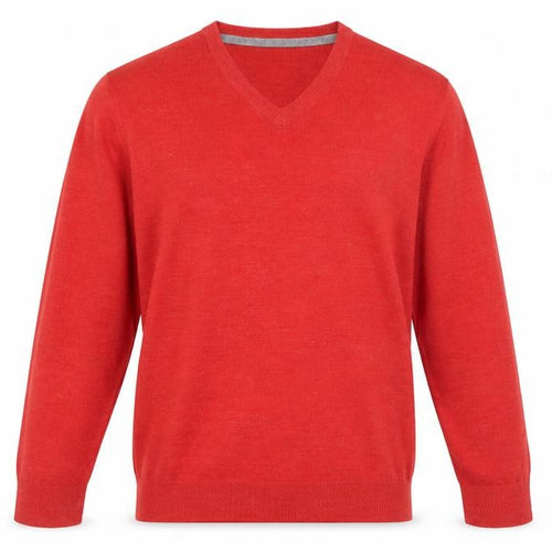 Debenhams Mens Red V-Neck Acrylic Jumper Size S