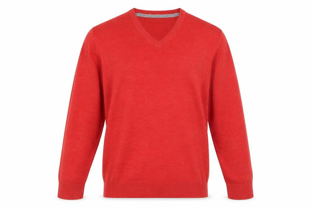 Debenhams Mens Red V-Neck Acrylic Jumper Size S