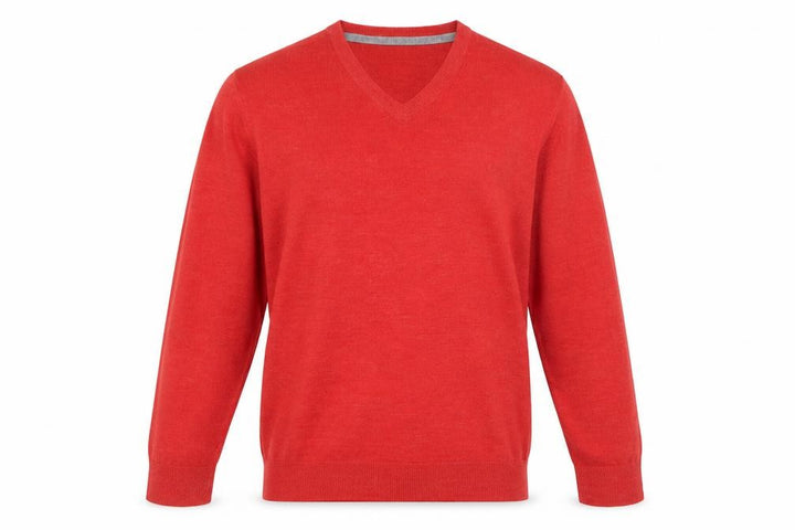 Debenhams Mens Red V-Neck Acrylic Jumper Size S