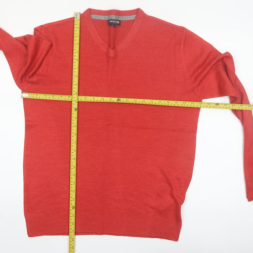 Debenhams Mens Red V-Neck Acrylic Jumper Size S