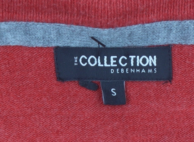 Debenhams Mens Red V-Neck Acrylic Jumper Size S