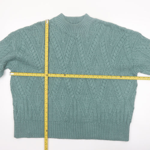 FatFace Women Green Cable Knit Mock Neck Jumper Size 22