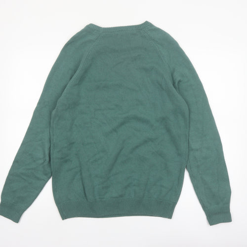 Cotton Traders Men’s Green Cotton Crew Neck Pullover Jumper M