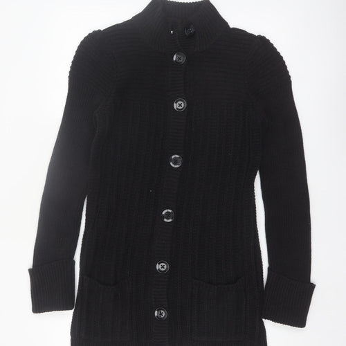 Next Women’s Black Cotton Blend Long Sleeve Button Cardigan Size 12