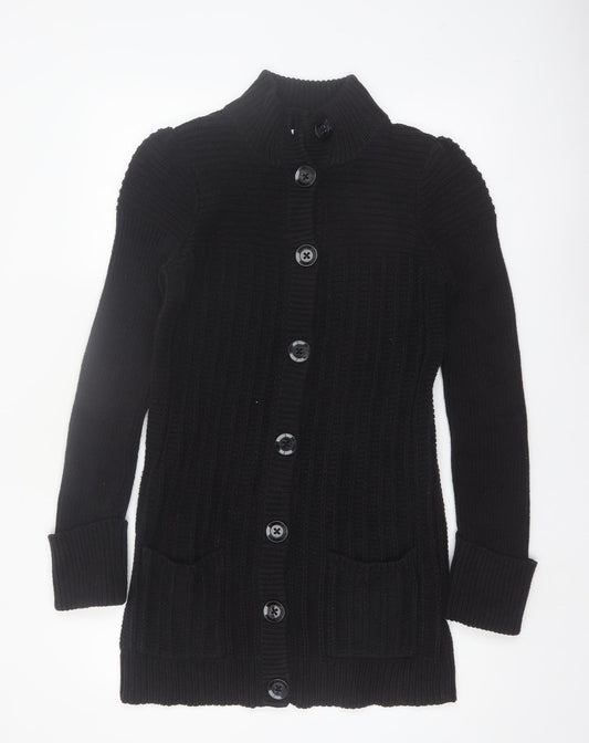 Next Women’s Black Cotton Blend Long Sleeve Button Cardigan Size 12