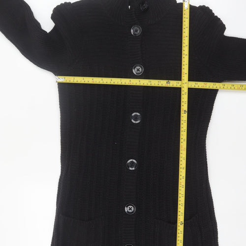 Next Women’s Black Cotton Blend Long Sleeve Button Cardigan Size 12