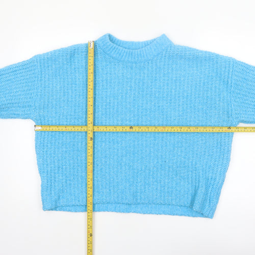 New Look Women's Blue Mock Neck Chunky Knit Pullover Jumper Size L