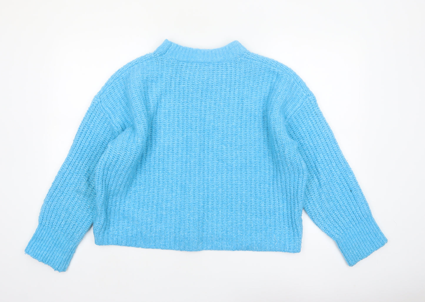 New Look Women's Blue Mock Neck Chunky Knit Pullover Jumper Size L