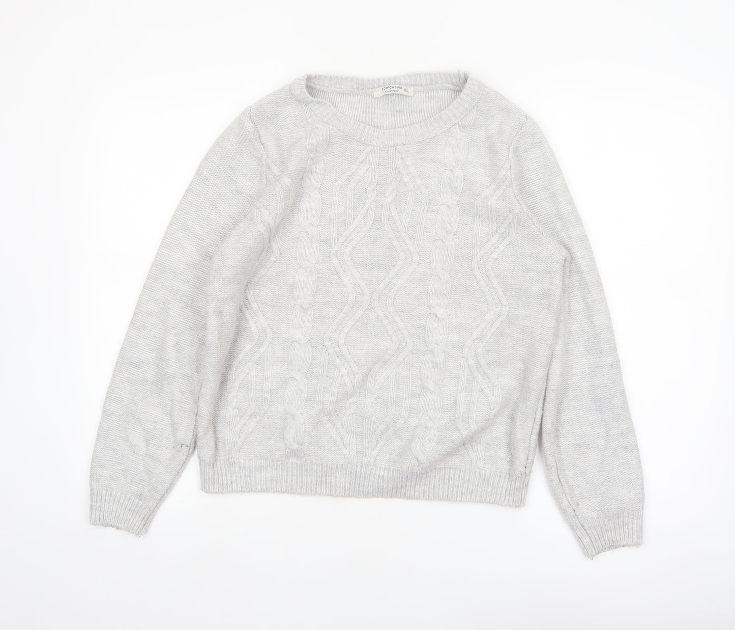 LCW Casual Women's Grey Cable Knit Crew Neck Jumper XXL