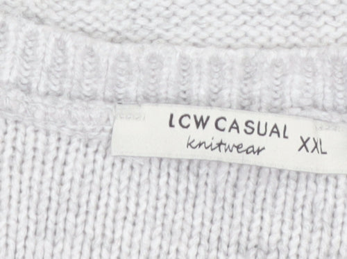 LCW Casual Women's Grey Cable Knit Crew Neck Jumper XXL