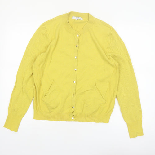 Next Womens Yellow Crew Neck Long Sleeve Cardigan Size 14
