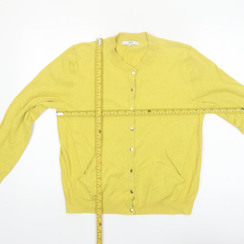 Next Womens Yellow Crew Neck Long Sleeve Cardigan Size 14