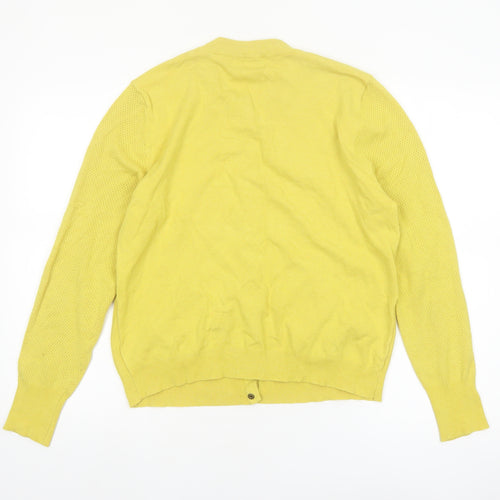 Next Womens Yellow Crew Neck Long Sleeve Cardigan Size 14