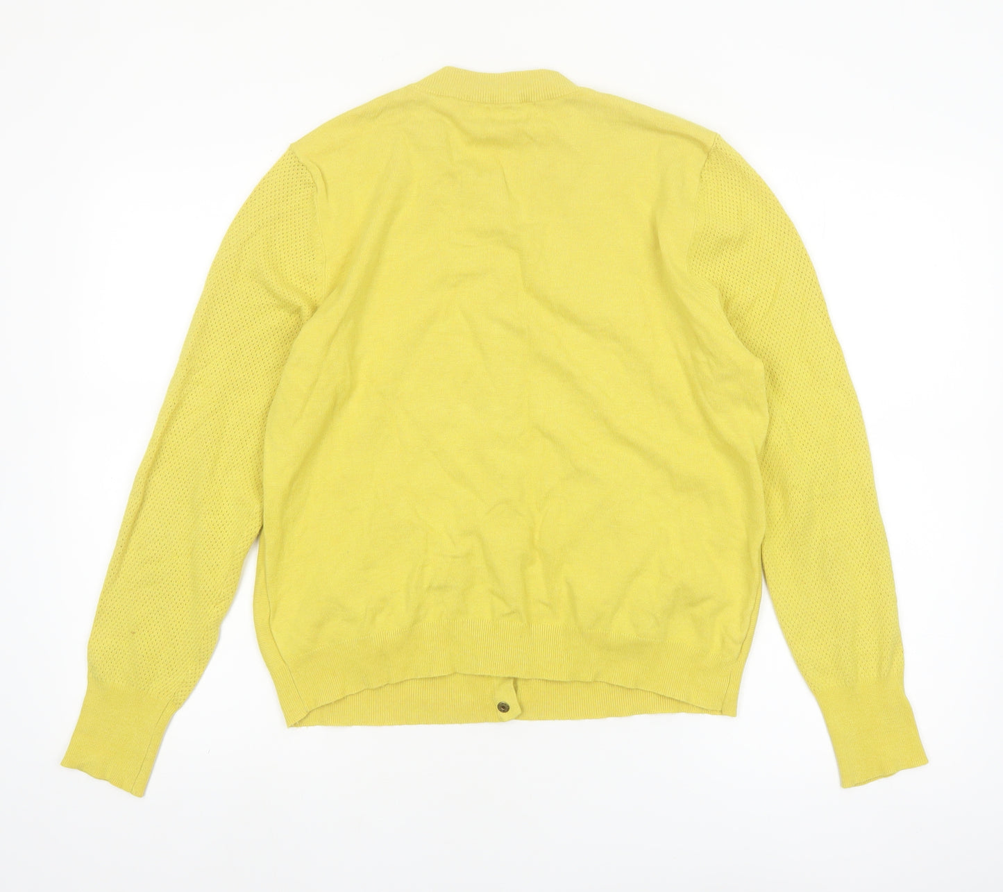 Next Womens Yellow Crew Neck Long Sleeve Cardigan Size 14
