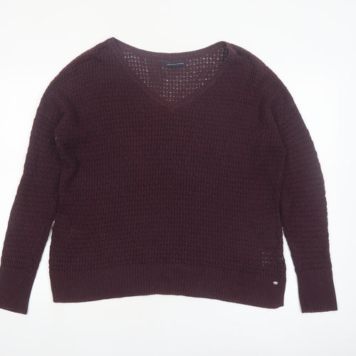 American Eagle Outfitters Women’s Brown Knit V-Neck Jumper Size M
