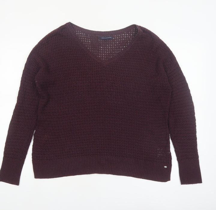 American Eagle Outfitters Women’s Brown Knit V-Neck Jumper Size M