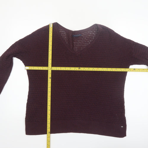 American Eagle Outfitters Women’s Brown Knit V-Neck Jumper Size M
