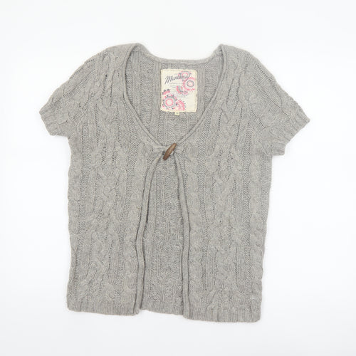 Mantary Women’s Grey Cable-Knit Short Sleeve Cardigan UK 10