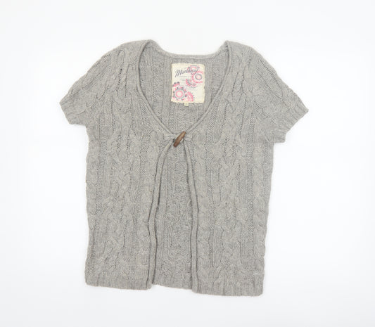 Mantary Women’s Grey Cable-Knit Short Sleeve Cardigan UK 10