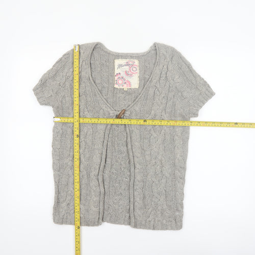 Mantary Women’s Grey Cable-Knit Short Sleeve Cardigan UK 10
