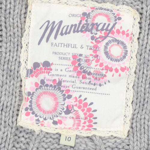Mantary Women’s Grey Cable-Knit Short Sleeve Cardigan UK 10