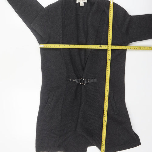 Ellen Tracy Women's Black L Belted Open Front Knit Cardigan